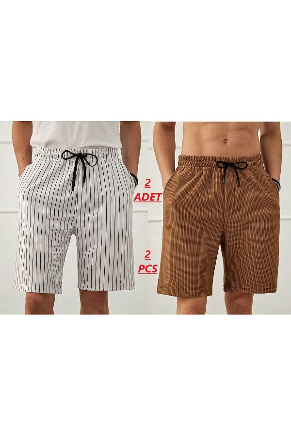 YNGMENCLASS-2-Piece Textured Lycra Comfortable Bermuda Shorts 1