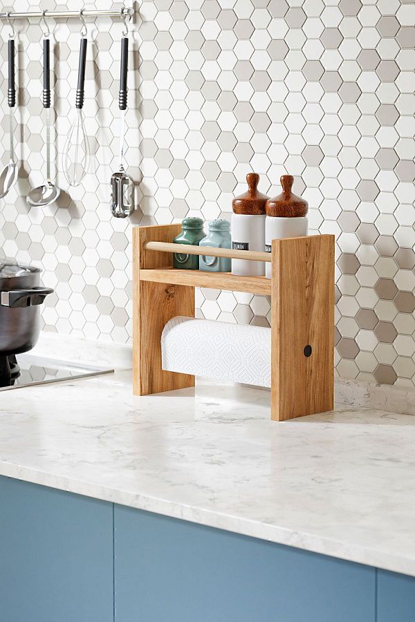 interGO-Spice Rack With Paper Roll Holder - Atlantic Pine Pattern 1