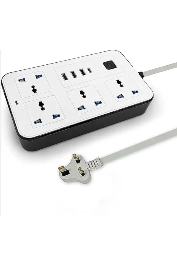 Generic-3 USB Socket 4-Way Power Strip with USB Type-C Port Charging Slot and Heavy Duty 2m Extensi 1