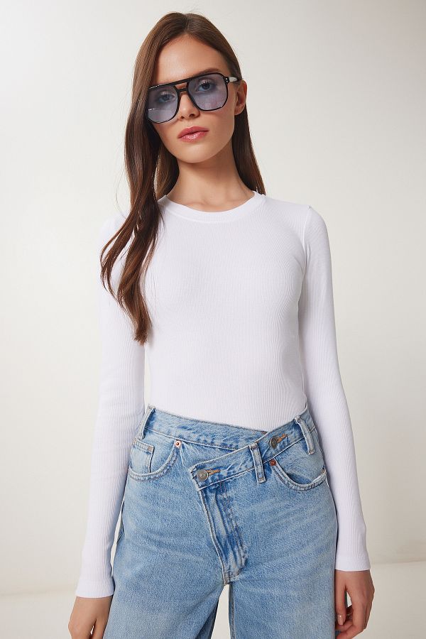 Lovelyİstanbul-Basic Corduroy Forest Blouse White Lus0105 1