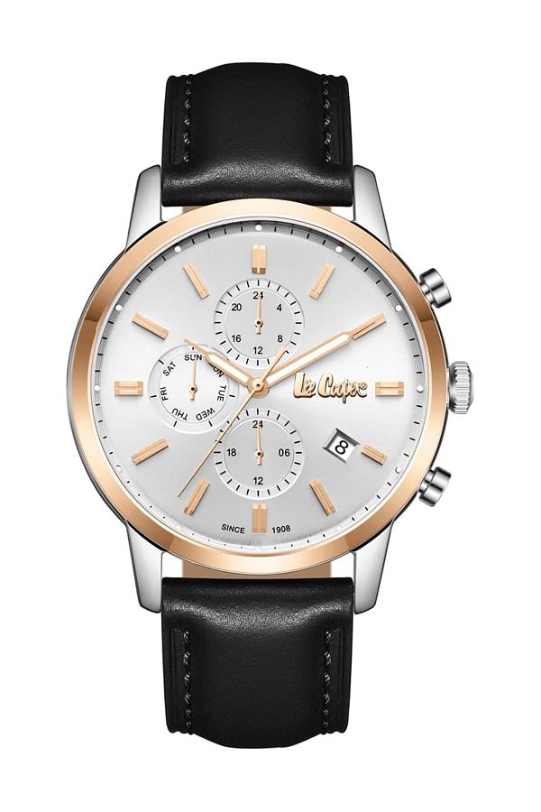 Generic-Lee Cooper Men Jp15 Movement Watch Multi Function Display And Leather Strap Lc08085 531 Silver Strap 1