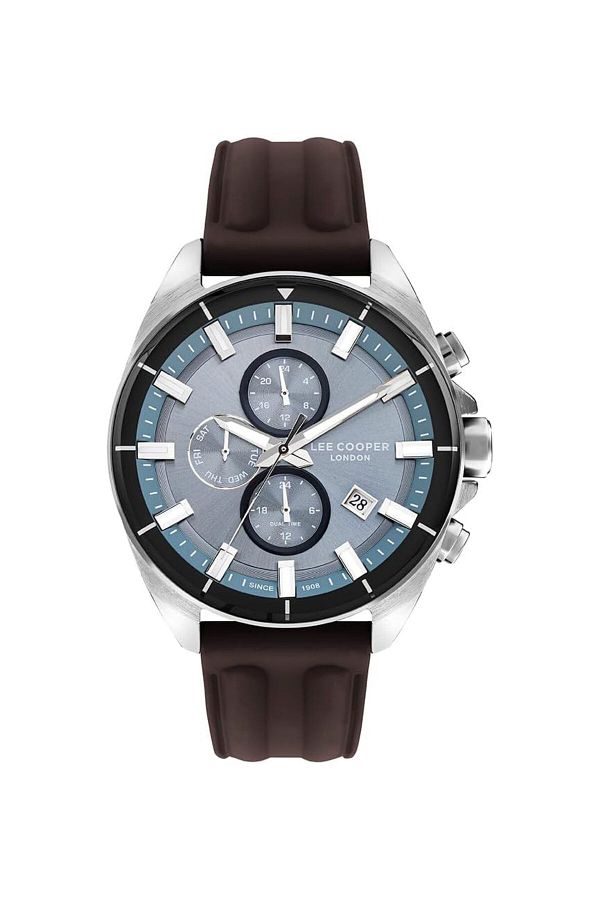 Generic-Lee Cooper Men Vx9Ne1 Movement Watch Multi Function Display And Silicone Strap Lc07881 394 Brown 1
