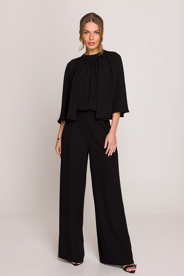 Stylove-Jumpsuit with wide sleeves and tie at the back 1