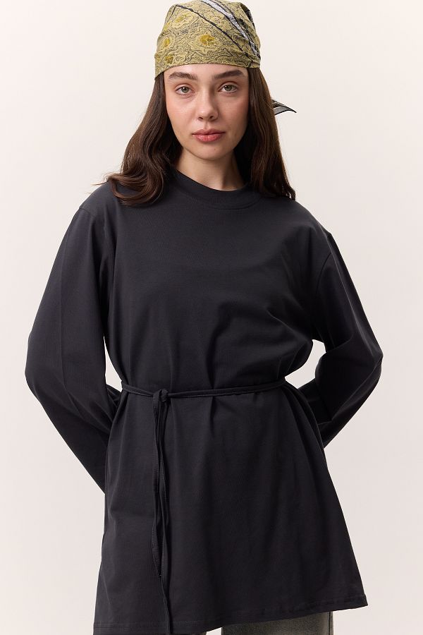 Manuka-Oversize Tshirt with Binding Detail Anthracite 1