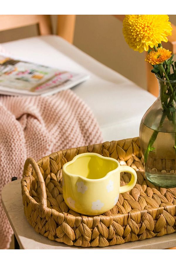 LC Waikiki-Lcw Home Yellow Flower Printed Ceramic Mug 300 ml 1