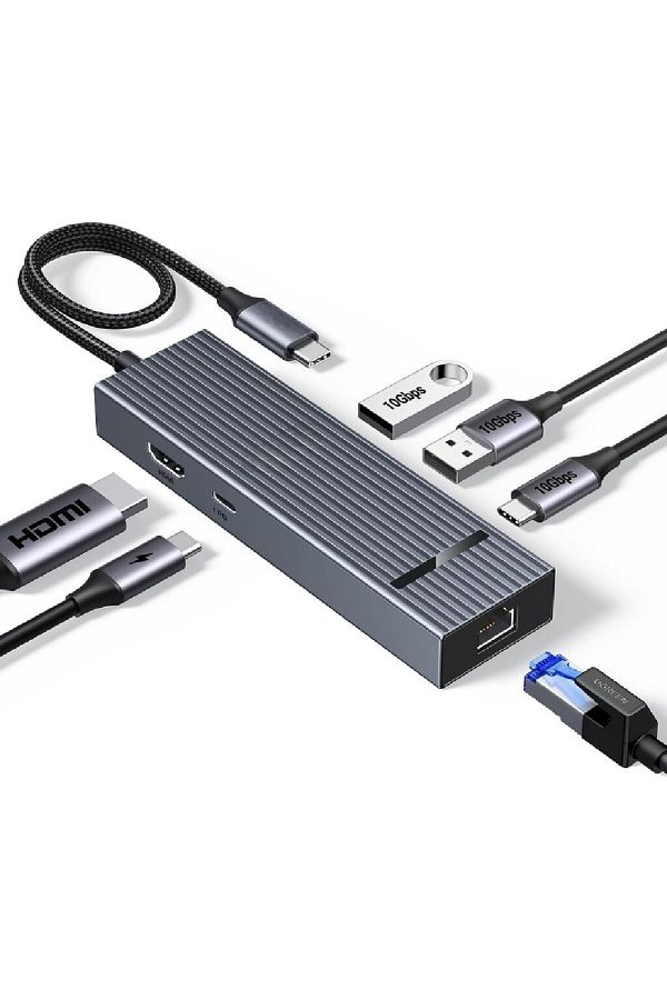 COOYA-Pro 1061 6 in 1 USB C Hub Gigabit Ethernet Adapter with 4K 60Hz HDMI, 100W PD Charging 1