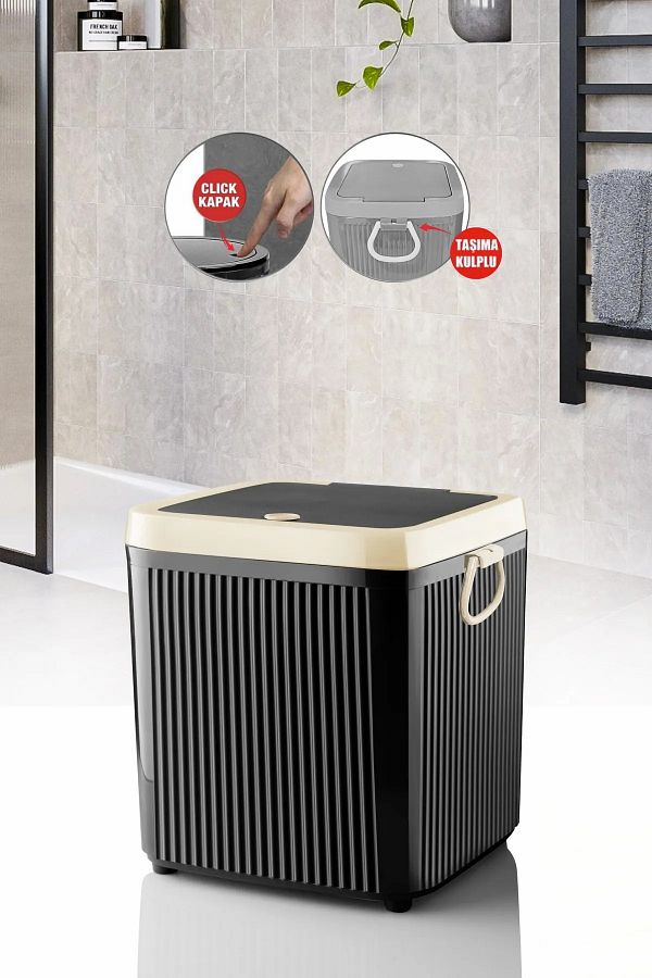 Kavi Entegre Plastik-Countertop Click Lid Square Midi Trash Can 5Lt. 1