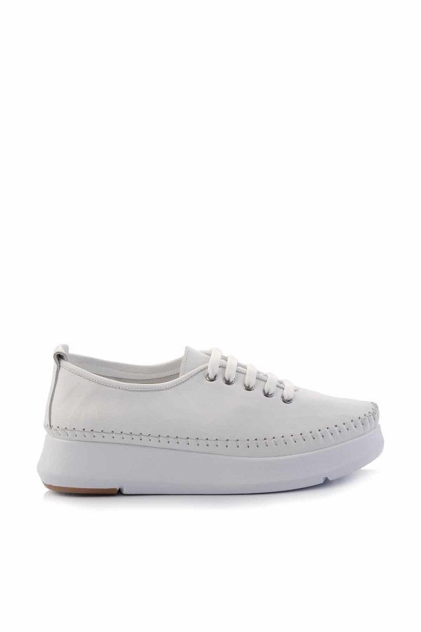 Bambi-White Leather Women's Casual Shoes K01908005203 1