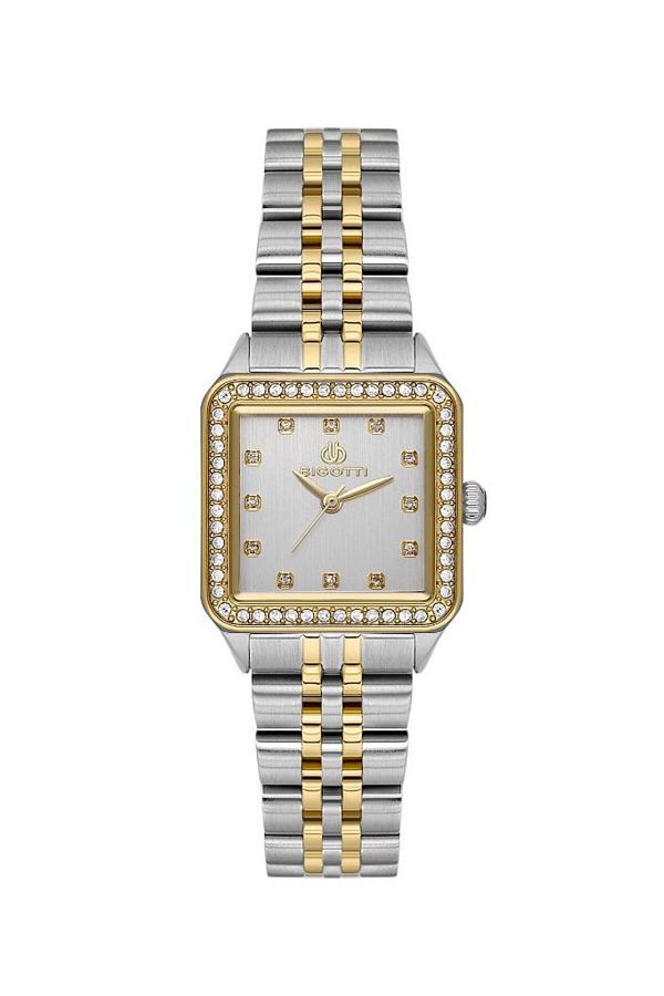 Bigotti-Bg.1.10599-4 Square Dial Stone Design 3 Atm Waterproof Metallic-Gold Color Women's Wristwatch 1