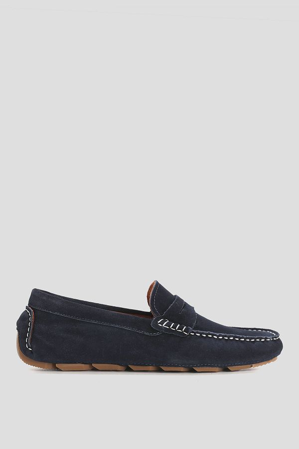 Lufian-Stroll Suede Loafer Shoes Navy Blue 1