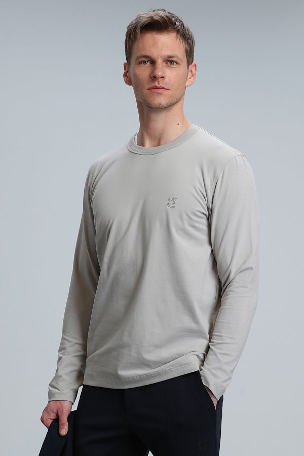 Lufian-Merlin Men's Long Sleeve T-Shirt Beige 1