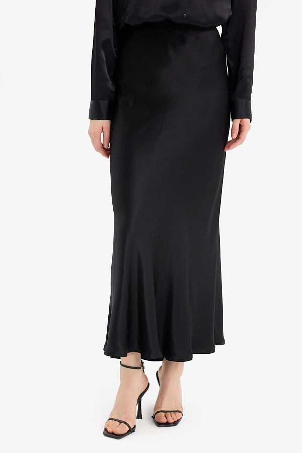 DeFacto-A-Line Regular Waist Satin Midi Skirt B1867Ax25Sp 1