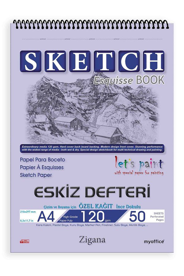 Etika-Zigana A4 Spiral Sketchbook 120 Gr. 50 Sheets Sketchbook 1