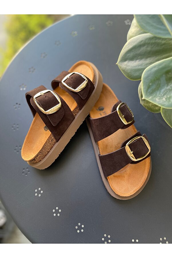 Land of Cork Platform Sole Anatomical Women's Big Buckle Natural