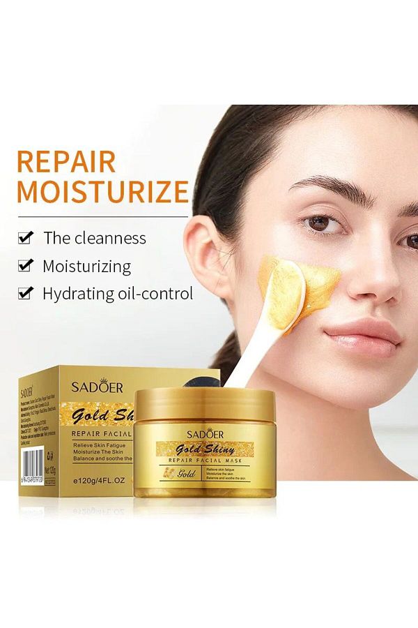 SADOER-Gold Shiny Face Mask for Moisturizing, Whitening, and Removing Blemishes, Acne Scars, and Signs of Aging 12g 1