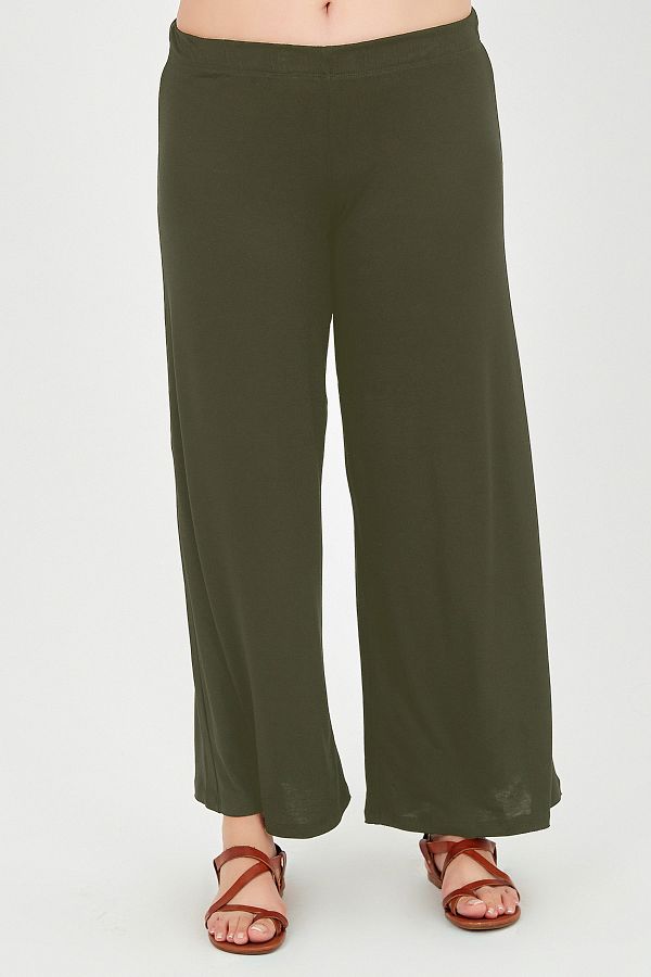 Curvy Trend-Plus Size Loose Cut Viscose Combed Cotton Trousers 1
