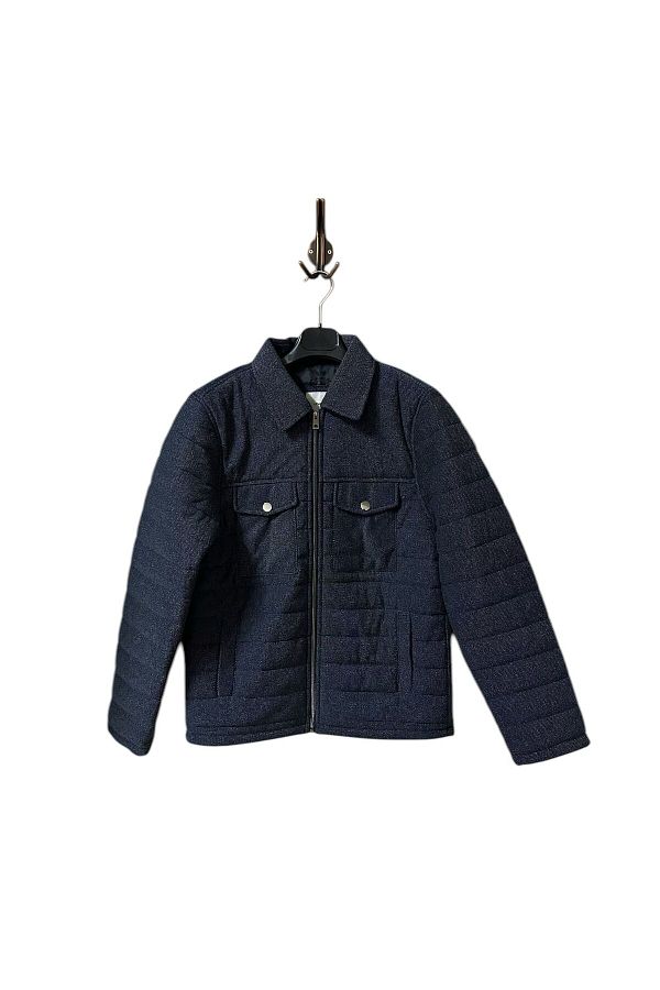 imoop design-Men's Quilted Polo Collar Snap Fastener Knitted Coat 1