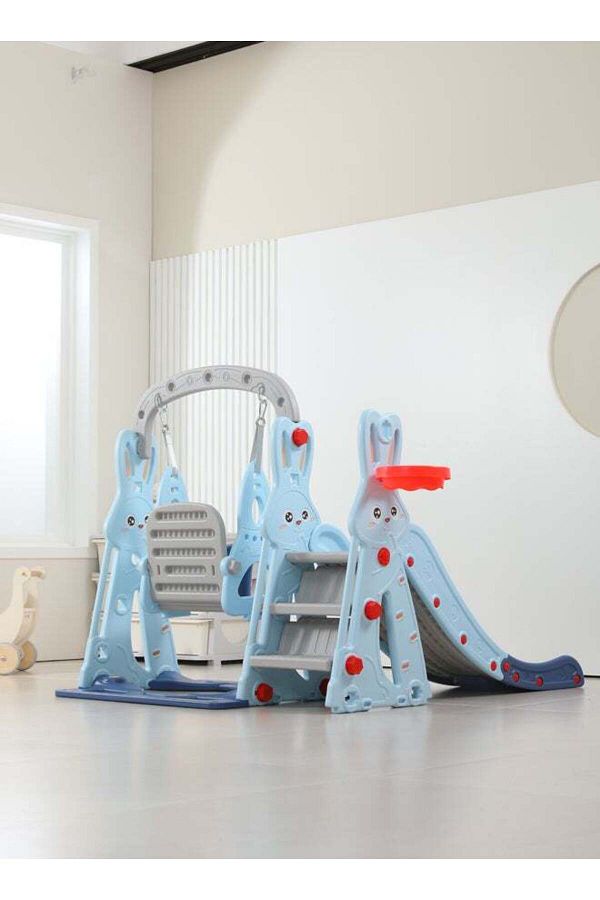 COOYA-3 In 1 Plastic Rabbit Theme Swing And Slide Indoor Play Game Set,143x140x110cm,Rounded Edges 1