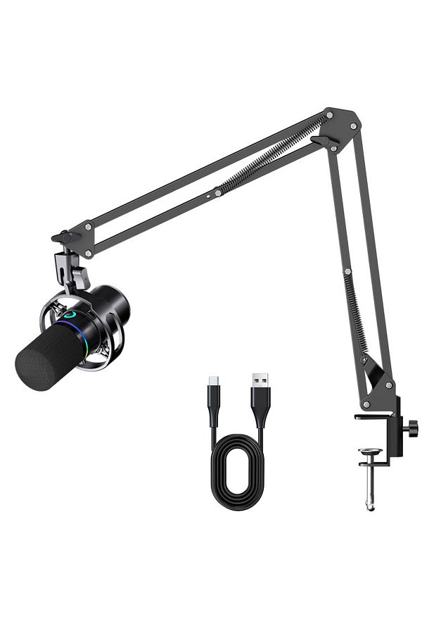 FlashHawk-XLR/USB Dynamic Microphone Kit, RGB Podcast Mic with Mute, Gain Knob, Volume Control 1