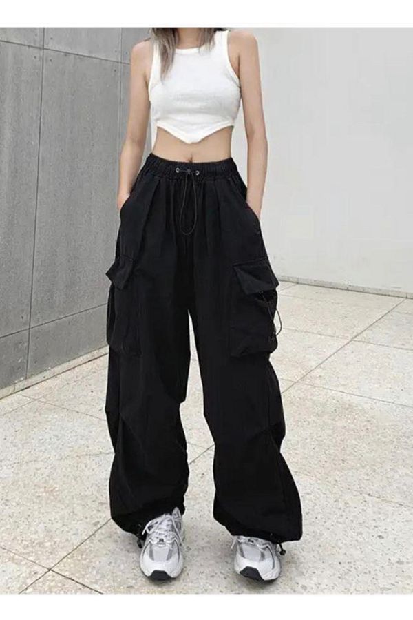 Peripeti-Cargo Pocketed Trousers with Elasticized Legs and Waist 1