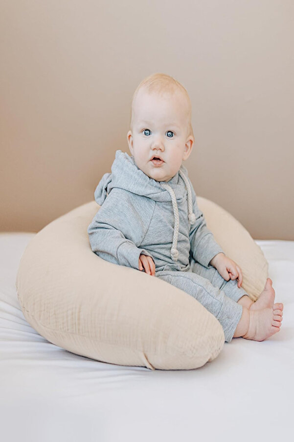 TEGA Müslin Kumaş Emzirme Yastığı Minderi, Pamuk Müslin Kumaş - Dolgulu Yastık