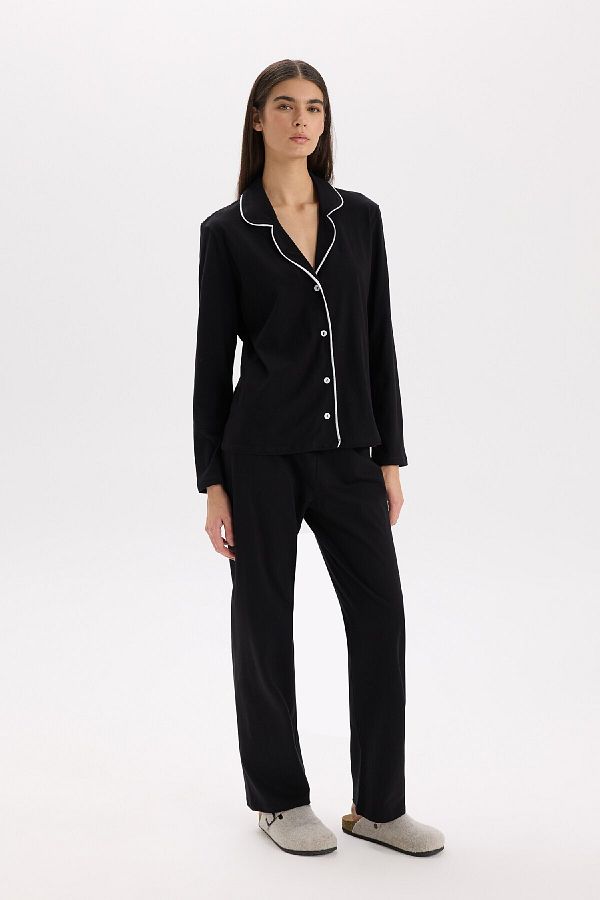 DeFacto-Regular Fit Pajama Set - Long Sleeve and Bottom 1