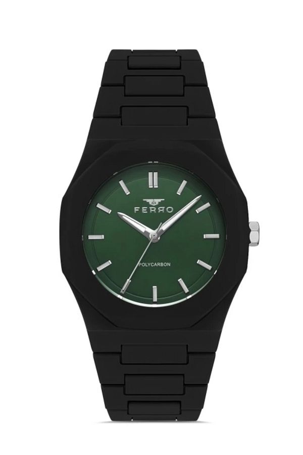 FERRO-Black Polycarbonate Cord Wristwatch F11400D-G10 1