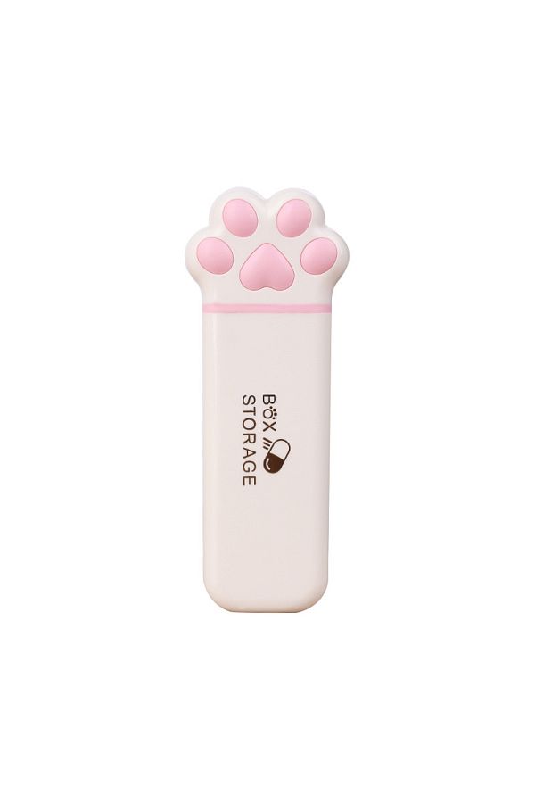 Choice-Pink 1PC Mini Cat Paw Storage Box Portable Small Size One Day Box Multi-Functional Three Grid Storag 1