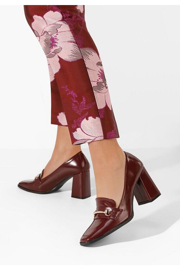 B T Shoes-Mocasini cu toc Noriana grena 1
