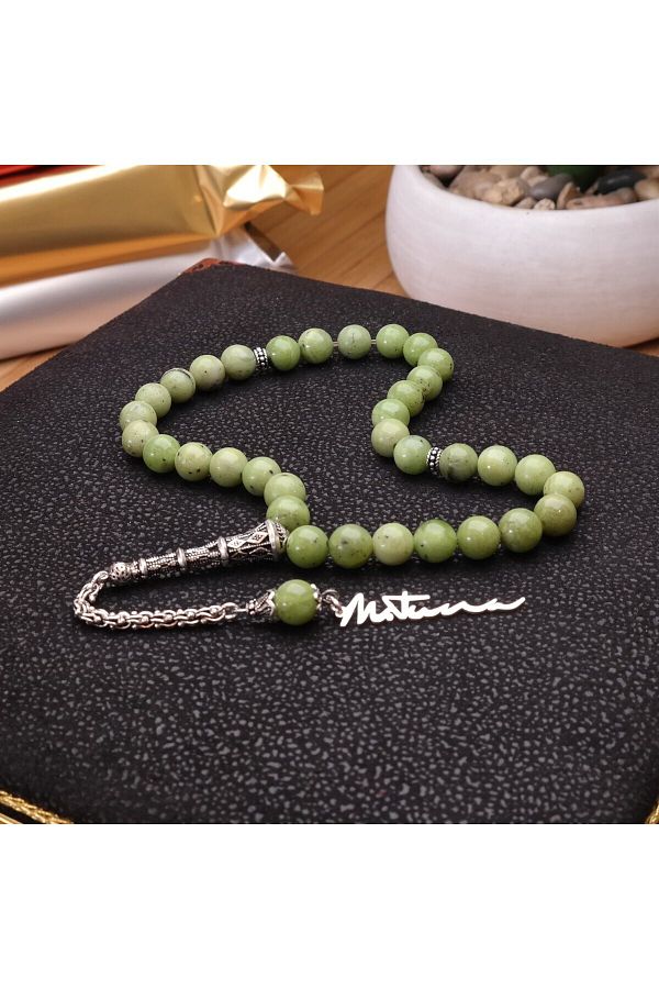 dergah tesbih-Custom Signature Designed Jade Stone Rosary for Your Name 1