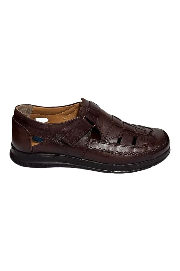 Greyybull Shoes-Brown Leather Men's Light Summer Sandals Shoes 1