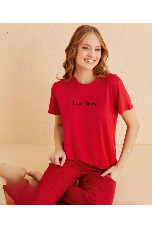 Mihra-Set pijama cu mânecă scurtă MİLAN Lycra pentru femei 50107K - 1 bucată 1