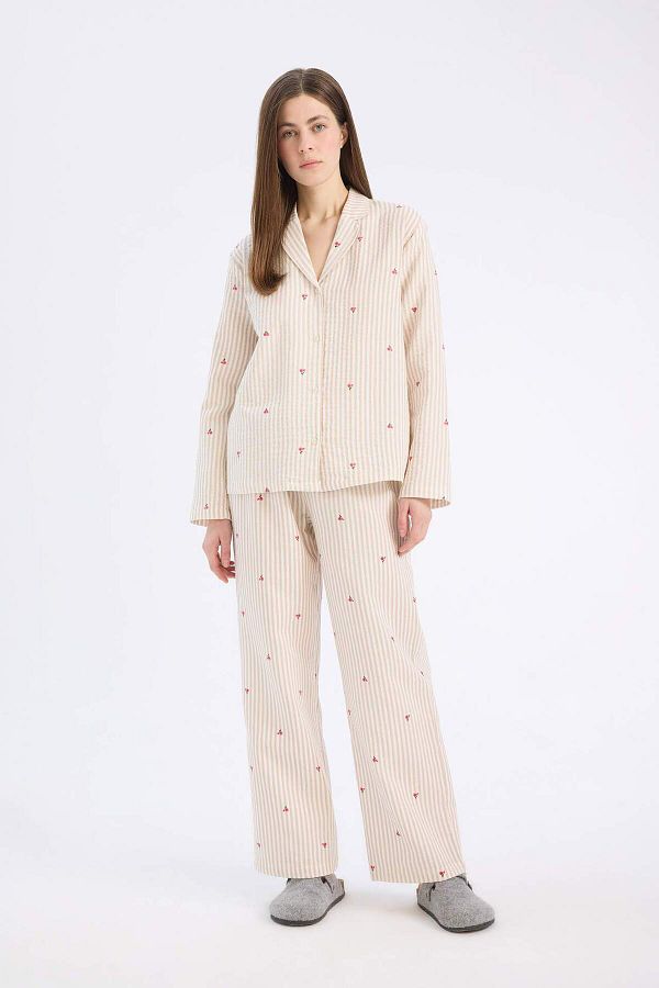 DeFacto-Long Length Muslin Pajamas Six-Fall in Love E5771Ax25Sp 1