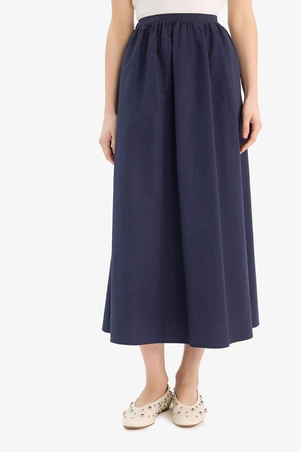 DeFacto-A-Line Regular Waist Half Lining Poplin Midi Skirt E8700Ax25Sp 1