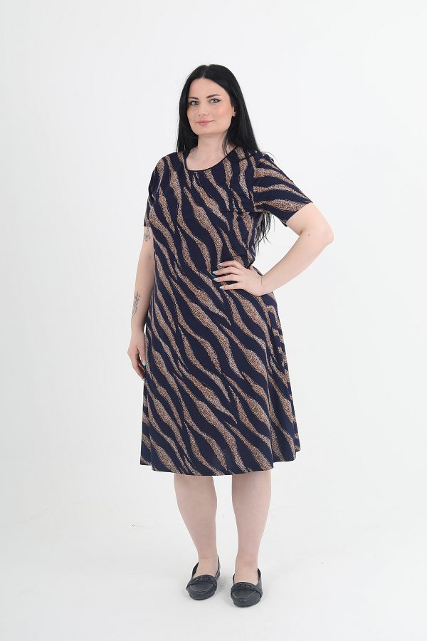 GNR-Plus Size Long Sleeve Print Dress 1