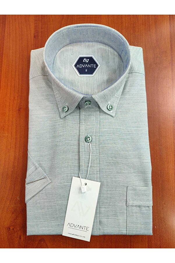ADVANTE-Güncüoglu 100% Cotton Short Sleeve Pocket Terry Cotton Classic Men's Shirt 1