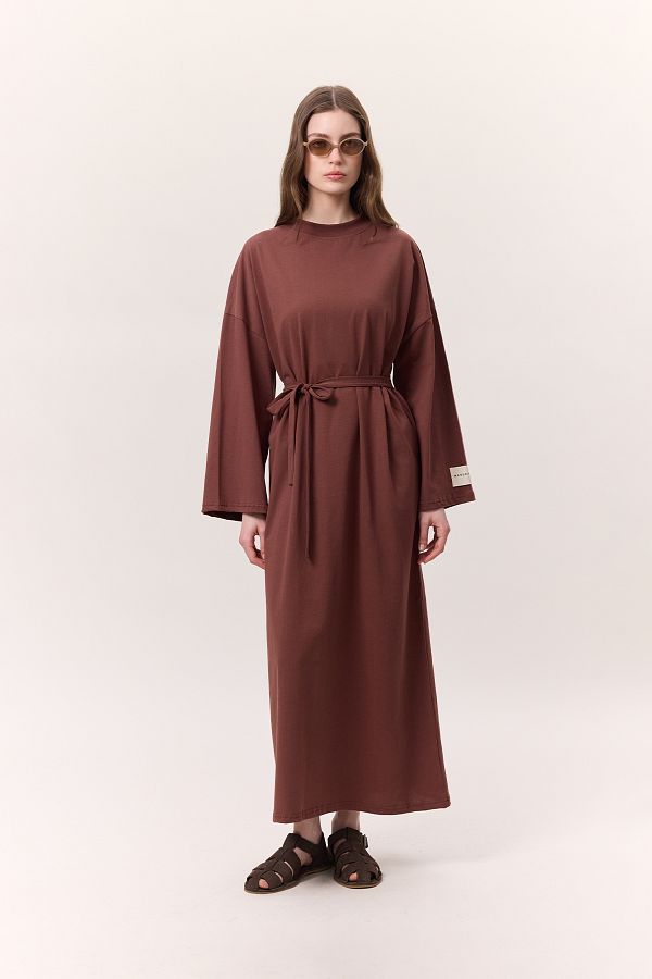 Manuka-  OVERSIZE Langes Freizeitkleid - Baumrinde 1