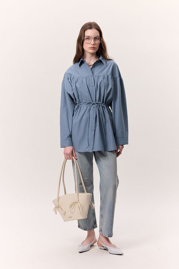 Manuka-Tunic with Indigo Details with Drawstring Lacing Detail 1