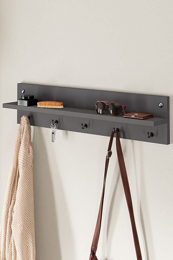 interGO-Modern Wall -Mounted Coat Rack with Shelf and Hooks - Entryway Organizer 1