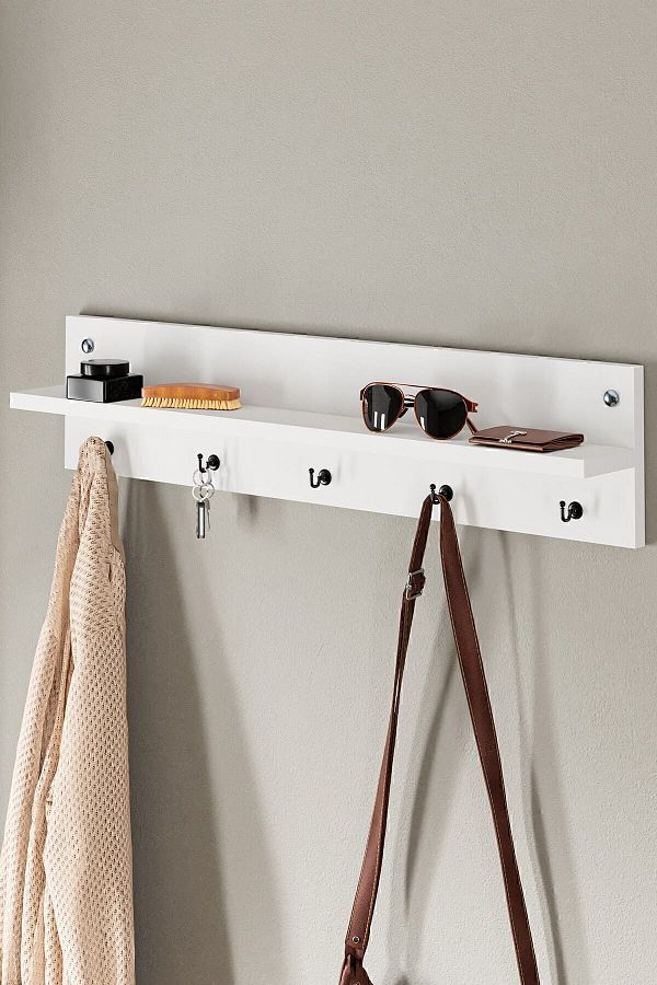 interGO-Modern Wall -Mounted Coat Rack with Shelf and Hooks - Entryway Organizer 1
