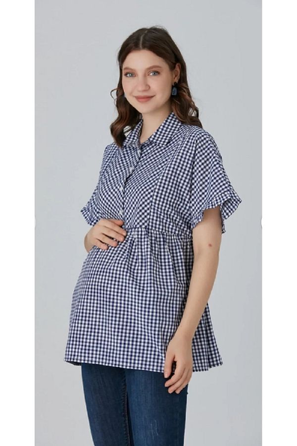 LİYACA-Short Sleeve Maternity Shirt with Mathematical Irmeci 1