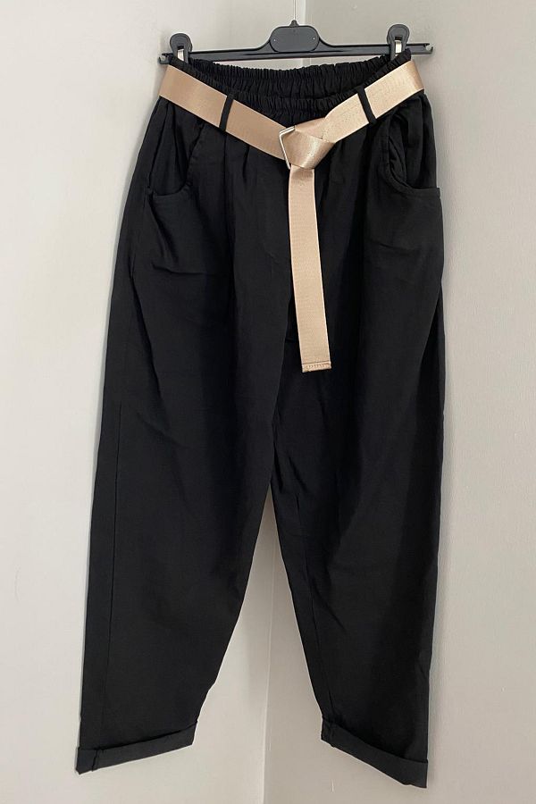AYASOFYA OTANTIK-Pantaloni largi din lycra, cu model simplu, cu talie elastică, cu cataramă lucioasă, pentru femei 1