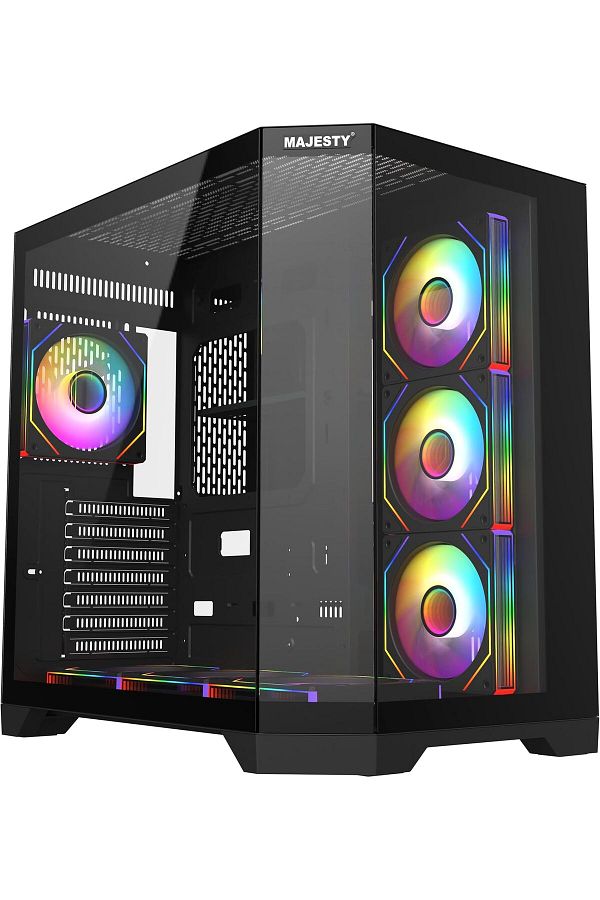 majesty-Majesty Midmavera Midtower Case, 7 ARGB Fans, Tempered Glass, ATX, Type-C & 2xUSB 3.0 Support, Black 1