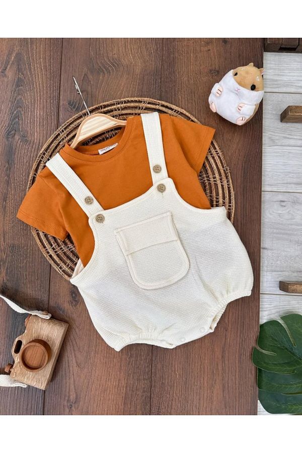 Kids Kingdom-Fenced Body Zıbir 2 Pieces Baby Daily Men's Salopet Jumpsuit with Pockets 1