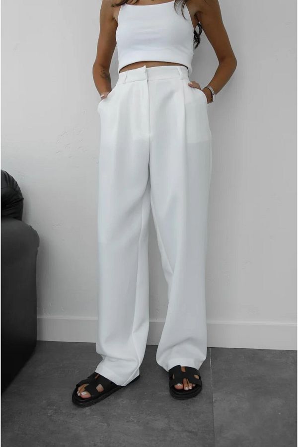 Julidress-Palazzo Trousers with Cinch Stitching at the Waist 1