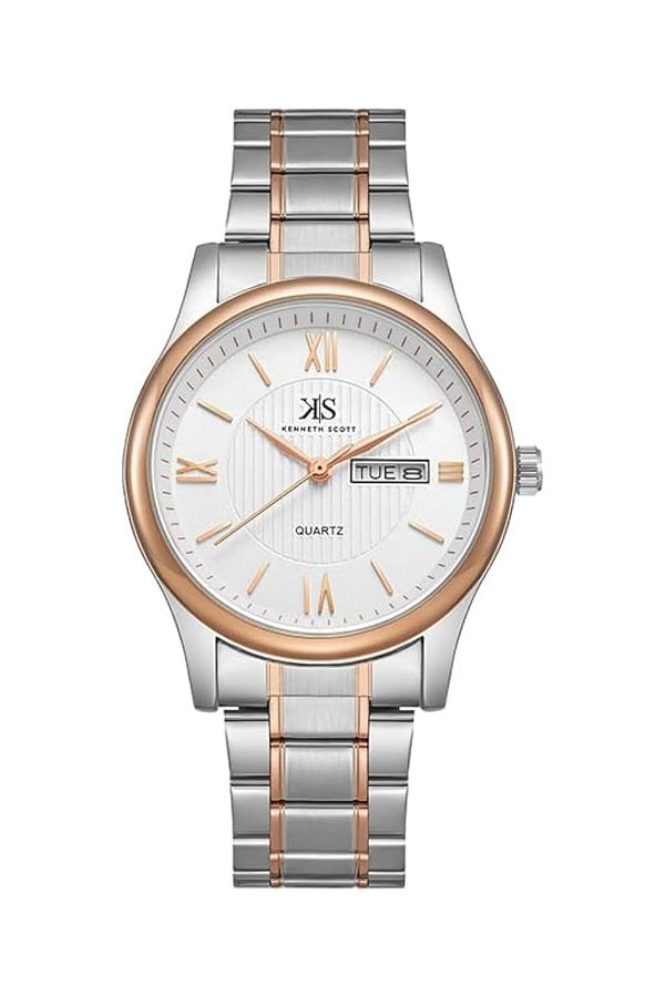 Generic-Kenneth Scott Men Japanese Quartz Movement Watch Analog Display And Bracelet Strap K23029 Kbkw Tt Rg 1