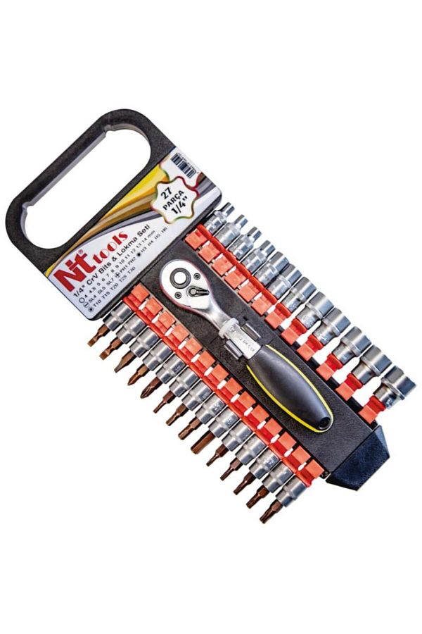 Nt Tools-1/4" Bits and Hex Socket Set - 27 Pieces NCSET63 1