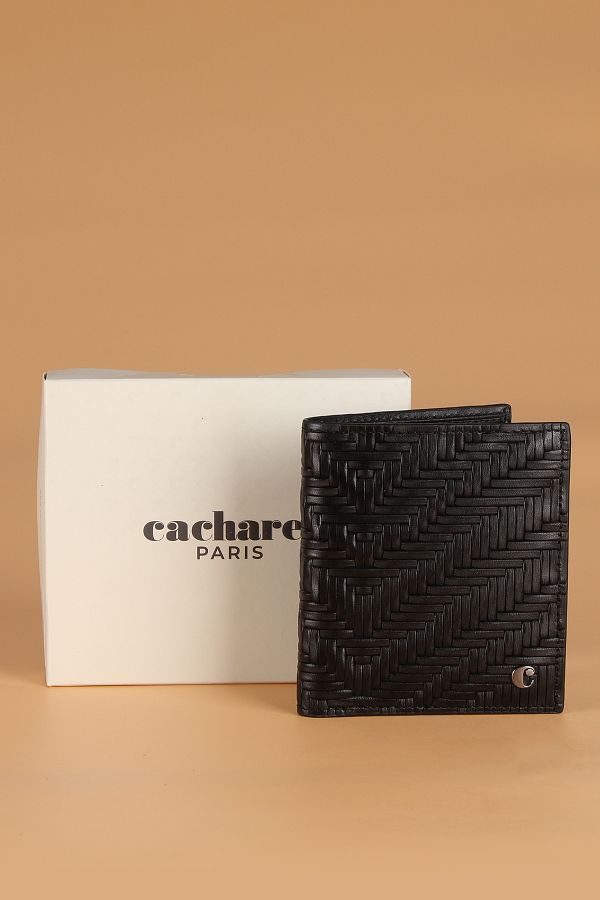 Cacharel-2017 Upright Men's Wallet - Real Leather - Card Holder Straw - Fog Spare Party 1