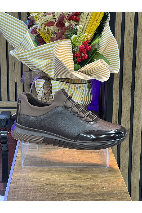 Anora-Men's Lace-Up Leather Shoes-Tan 1