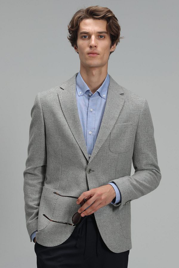 Lufian-Sacou blazer pentru bărbați Erla Sports Slim Fit, gri 1
